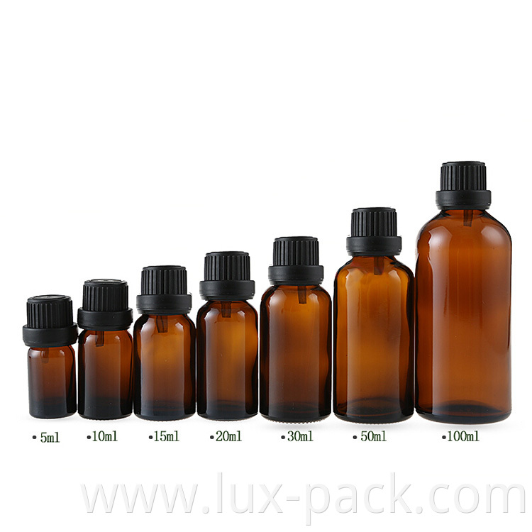 Wholesale New Empty Amber Cosmetic Essential Oil Glass Bottle With Tamper Evident Cap